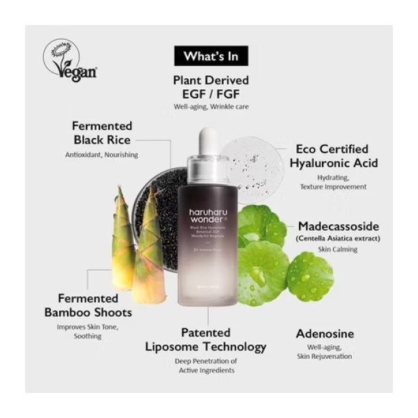 HaruHaru Wonder® Black Rice Hyaluronic Botanical 2GF Wonderful Ampoule 30 ml